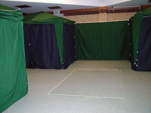 Inside the main hall showing the main areas and gazebos